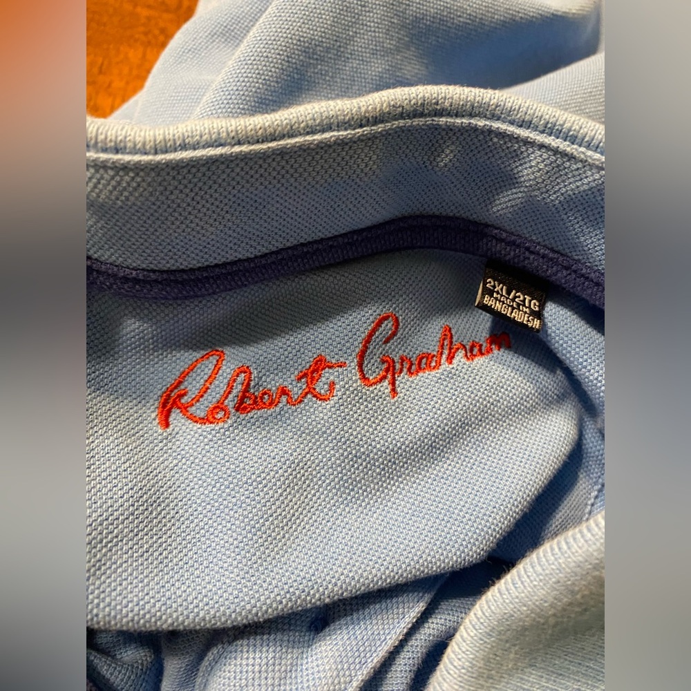 Robert Graham Men's Blue Polo Shirt. Size 2 XL. - Picture 4 of 11